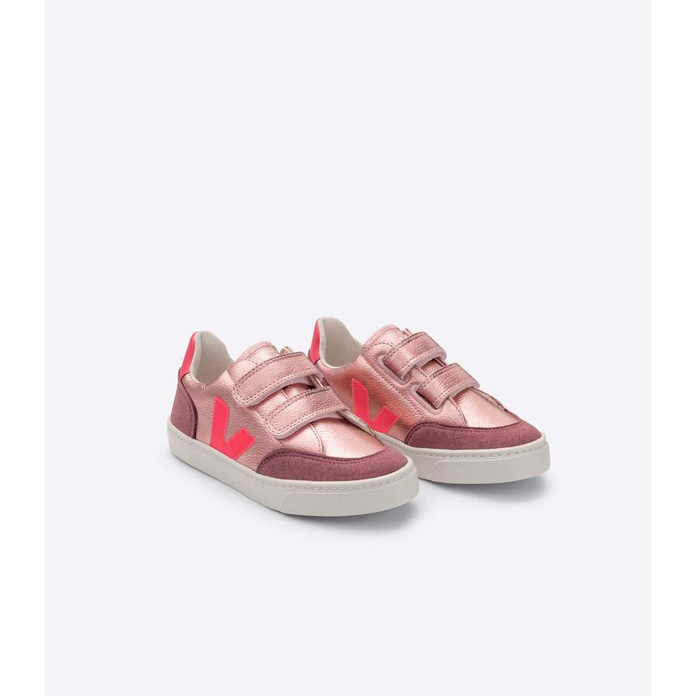 Kids' Veja V-12 CHROMEFREE Shoes Pink | SG 747ZUT